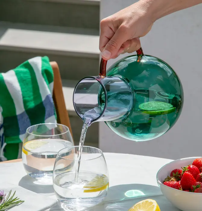 Jug | Pablo Glass | Large | Teal/Lilac/Amber