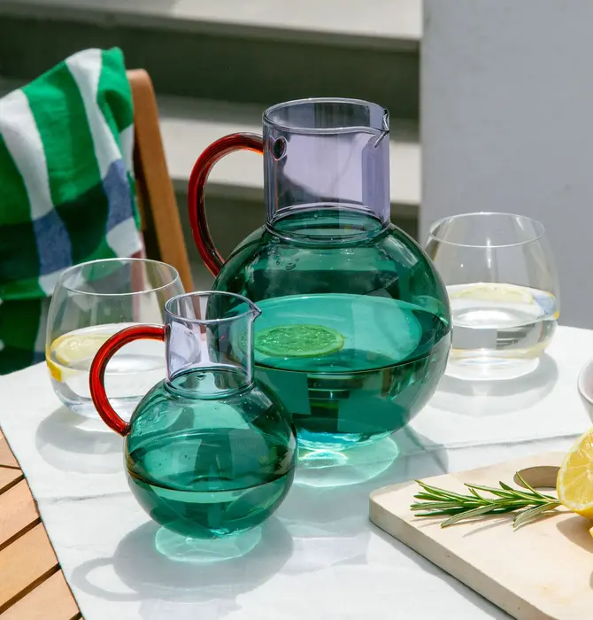 Jug | Pablo Glass | Large | Teal/Lilac/Amber