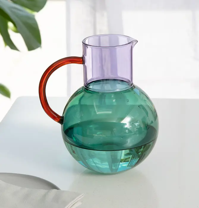 Jug | Pablo Glass | Large | Teal/Lilac/Amber