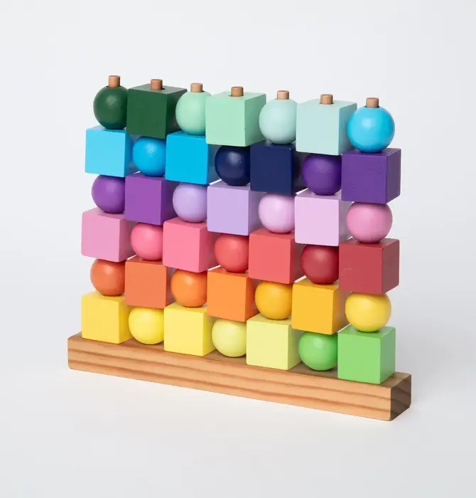 Game | Four in a Row | Handpainted Wooden | Rainbow