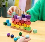 Game | Four in a Row | Handpainted Wooden | Rainbow
