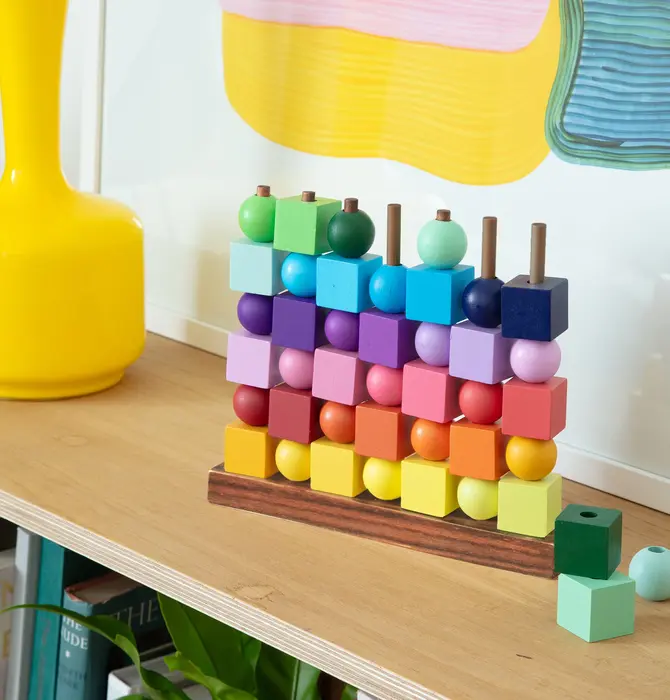 Game | Four in a Row | Handpainted Wooden | Rainbow