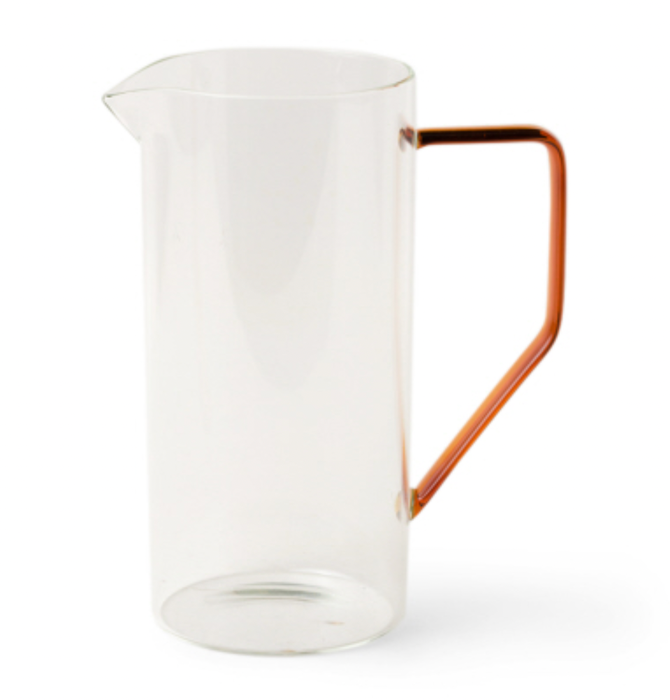 Tea Pitcher | Clear Glass | Amber Handle
