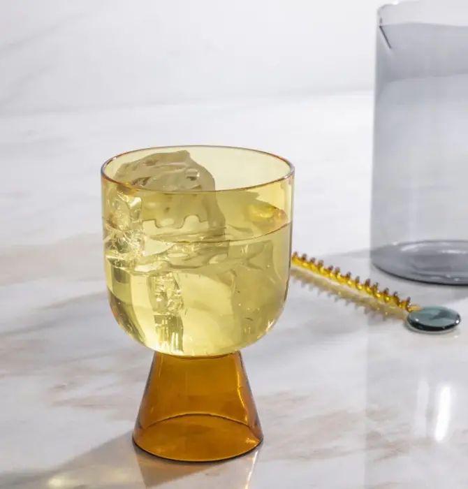 Glass Tumbler | Niko Short | Amber + Yellow