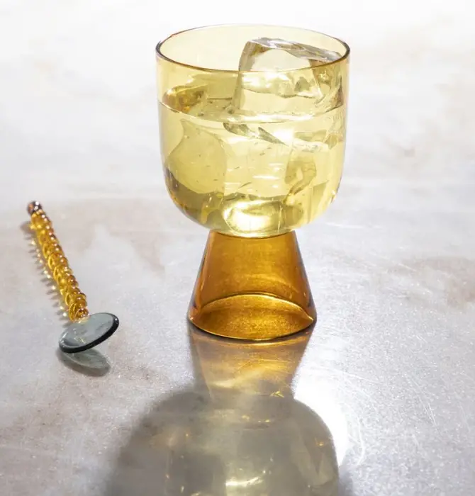 Glass Tumbler | Niko Short | Amber + Yellow