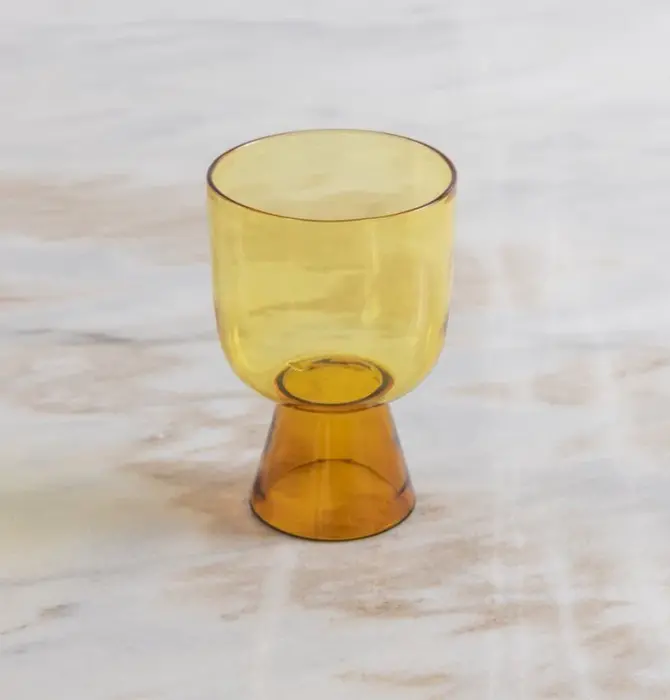 Glass Tumbler | Niko Short | Amber + Yellow
