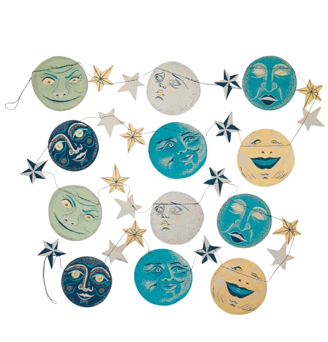Garland | Recycled Cotton Paper | Moons & Stars