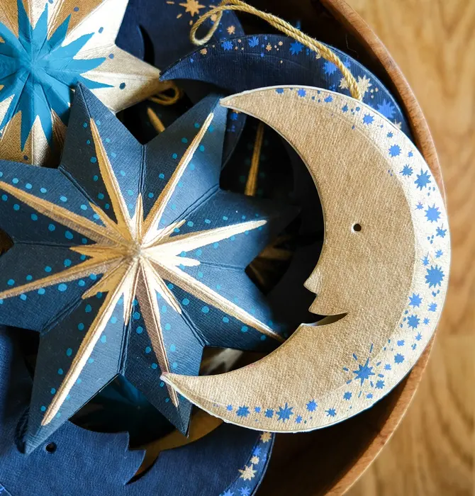 Ornament | Recycled Paper Board | Crescent Moon