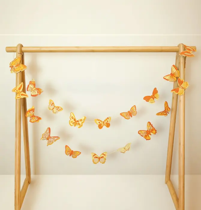 Garland | Recycled Cotton Paper | Butterflies Yellow/Ochre/White