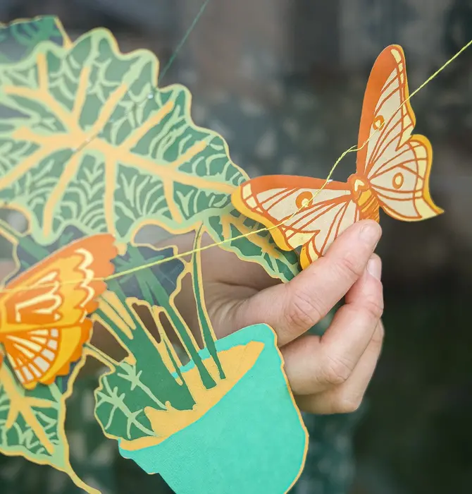Garland | Recycled Cotton Paper | Butterflies Yellow/Ochre/White