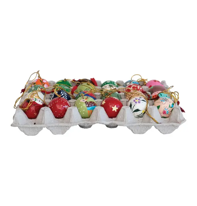 Ornament | 1" Paper Mache Ball | Hand-Painted Multicolor Assorted