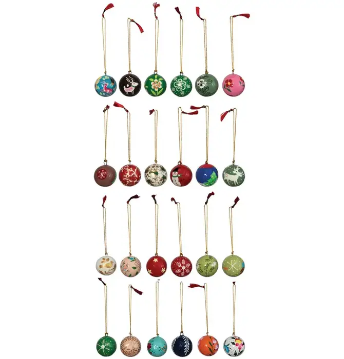 Ornament | 1" Paper Mache Ball | Hand-Painted Multicolor Assorted
