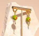 Earrings | Hoops | Enamel Pimento Olive | 18KGP