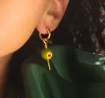 Earrings | Hoops | Enamel Pimento Olive | 18KGP