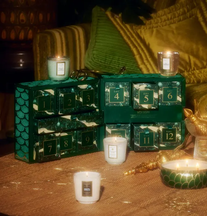 Gift Set | Petite Pedestal Candle | 12 Day Advent Calendar