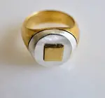 Ring | Square Signet | Bronze Band/Sterling Top