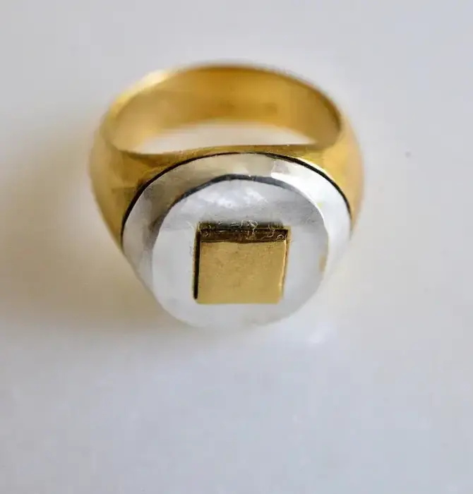 Ring | Square Signet | Bronze Band/Sterling Top
