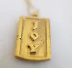 Pendant Necklace | "Joy" | Bronze + 18" Gold Fill Chain