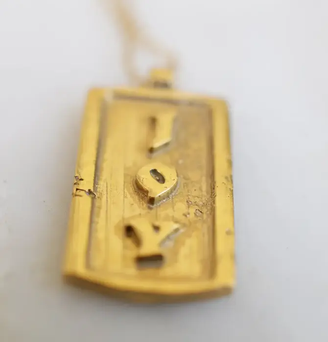 Pendant Necklace | "Joy" | Bronze + 18" Gold Fill Chain