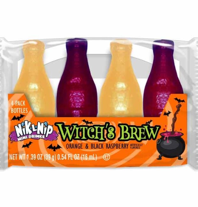 Candy | Nik-L-Nip | Witch's Brew 4-Pack | Orange & Black Raspberry