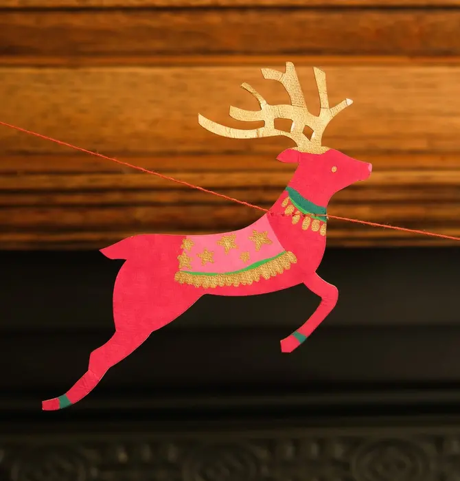 Garland | Recycled Cotton Paper | Bright Reindeer