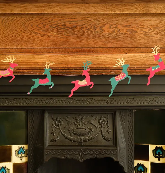 Garland | Recycled Cotton Paper | Bright Reindeer