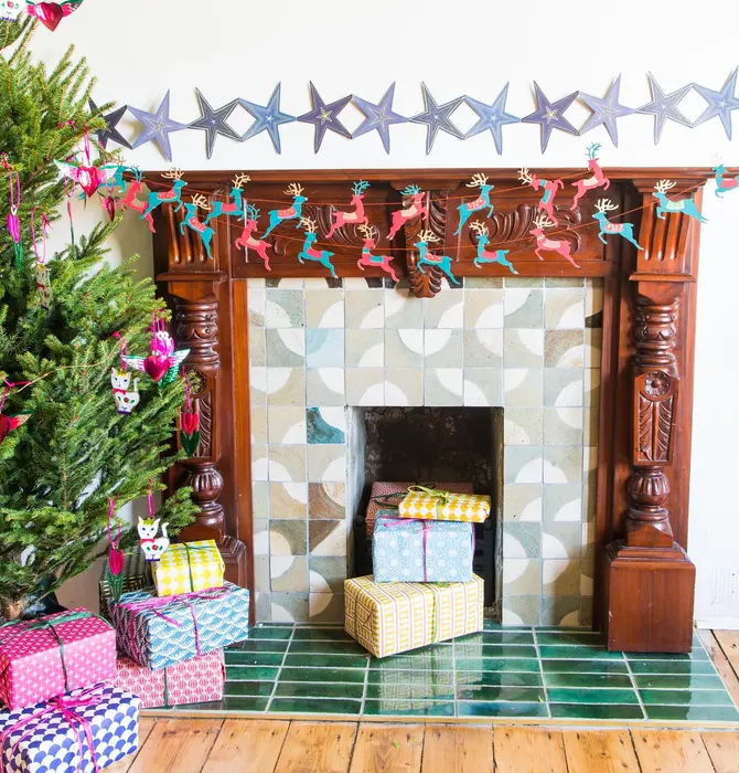 Garland | Recycled Cotton Paper | Bright Reindeer