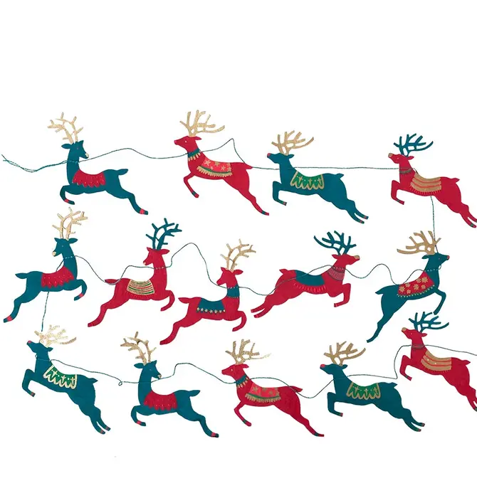 Garland | Recycled Cotton Paper | Bright Reindeer