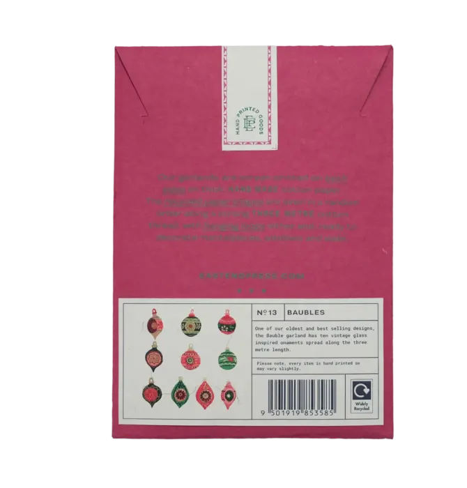 Garland | Recycled Cotton Paper | Bauble Ornaments