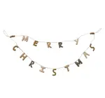 Garland | Merry Christmas Wool Felt Double Layer | Poms & Jute Cord | Neutral Multi Color