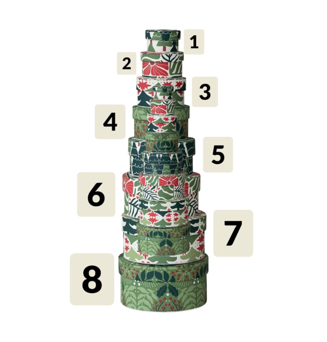 Gift Box | Round Botanical Recycled Paper (8 Sizes)