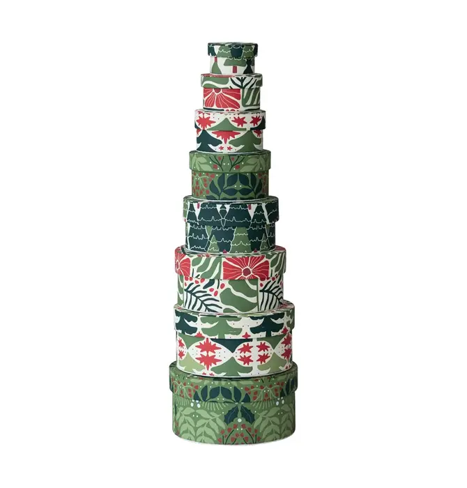 Round Gift Box | Printed Paper | Botanical