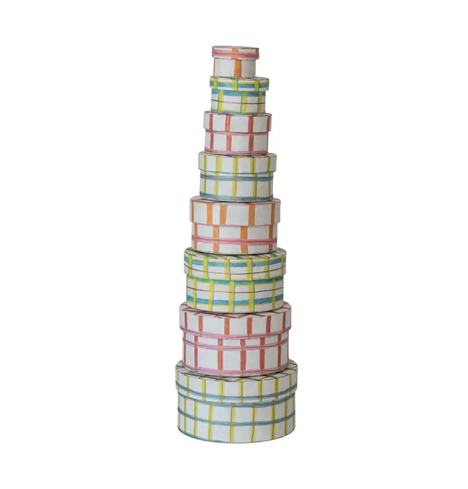 Round Gift Box | Printed Paper | Plaid