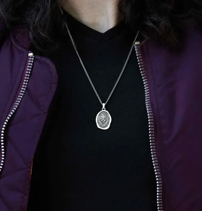 Necklace | Lion Pendant 22" | Sterling Silver