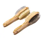 Dog Brush | Two-Sided Bamboo | Sisal Bristles/Wire Brush