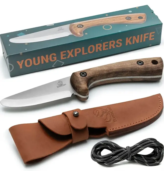 Tool | Kid-Safe Knife | Young Explorers | Leather Sheaf