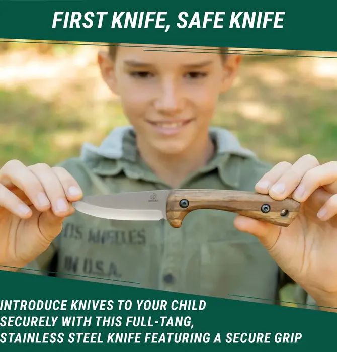 Tool | Kid-Safe Knife | Young Explorers | Leather Sheaf