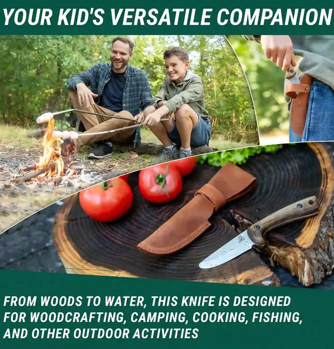 Tool | Kid-Safe Knife | Young Explorers | Leather Sheaf