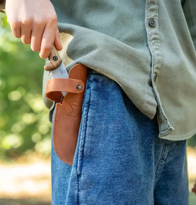 Tool | Kid-Safe Knife | Young Explorers | Leather Sheaf