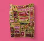 Blanket | Recycled Cotton/Acrylic | Admit One Tickets | Chartreuse/Pink/Red
