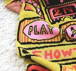 Blanket | Recycled Cotton/Acrylic | Admit One Tickets | Chartreuse/Pink/Red