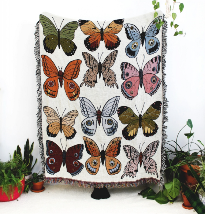 Blanket | Recycled Cotton/Acrylic | Butterfly & Moth Tapestry