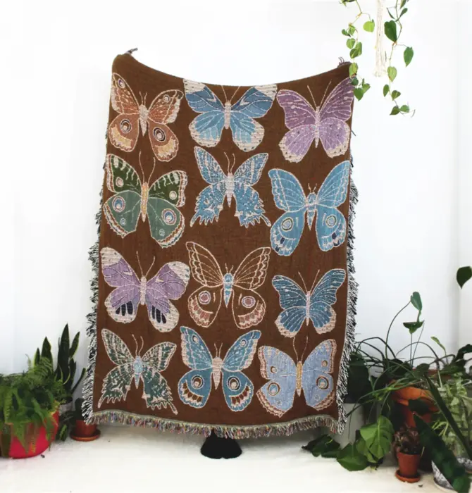 Blanket | Recycled Cotton/Acrylic | Butterfly & Moth Tapestry