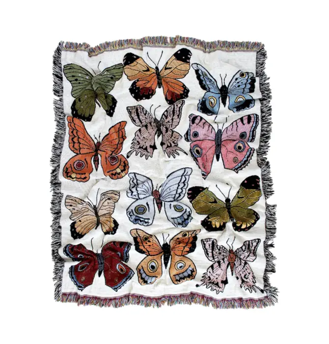 Blanket | Recycled Cotton/Acrylic | Butterfly & Moth Tapestry