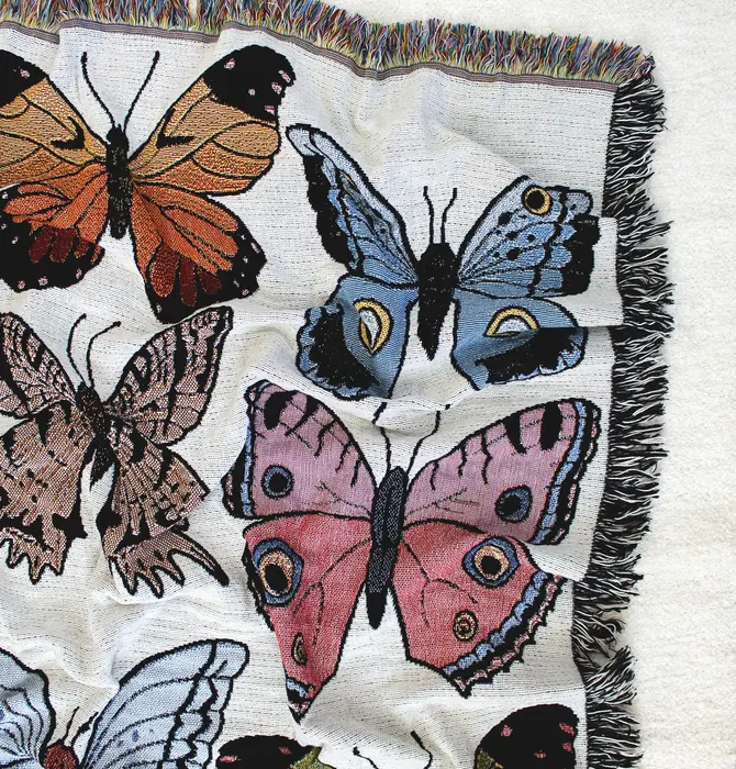 Blanket | Recycled Cotton/Acrylic | Butterfly & Moth Tapestry