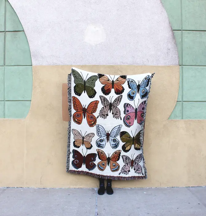 Blanket | Recycled Cotton/Acrylic | Butterfly & Moth Tapestry