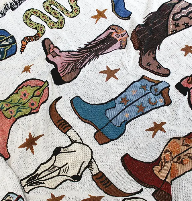 Blanket | Recycled Cotton/Acrylic | Howdy Cowgirl Tapestry