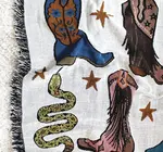 Blanket | Recycled Cotton/Acrylic | Howdy Cowgirl Tapestry