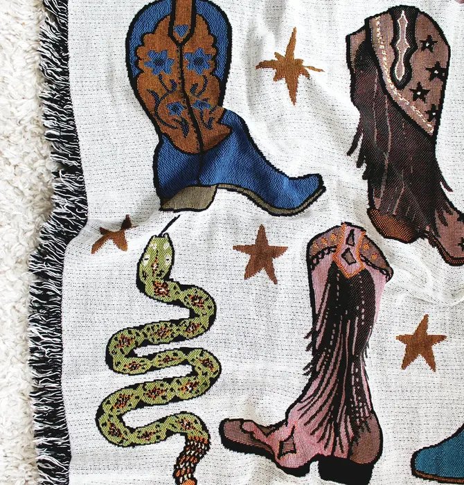 Blanket | Recycled Cotton/Acrylic | Howdy Cowgirl Tapestry