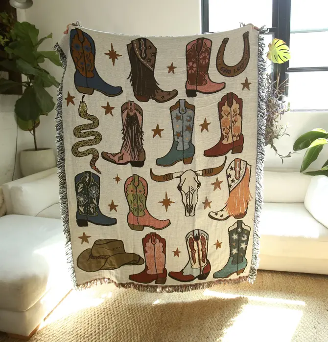 Blanket | Recycled Cotton/Acrylic | Howdy Cowgirl Tapestry